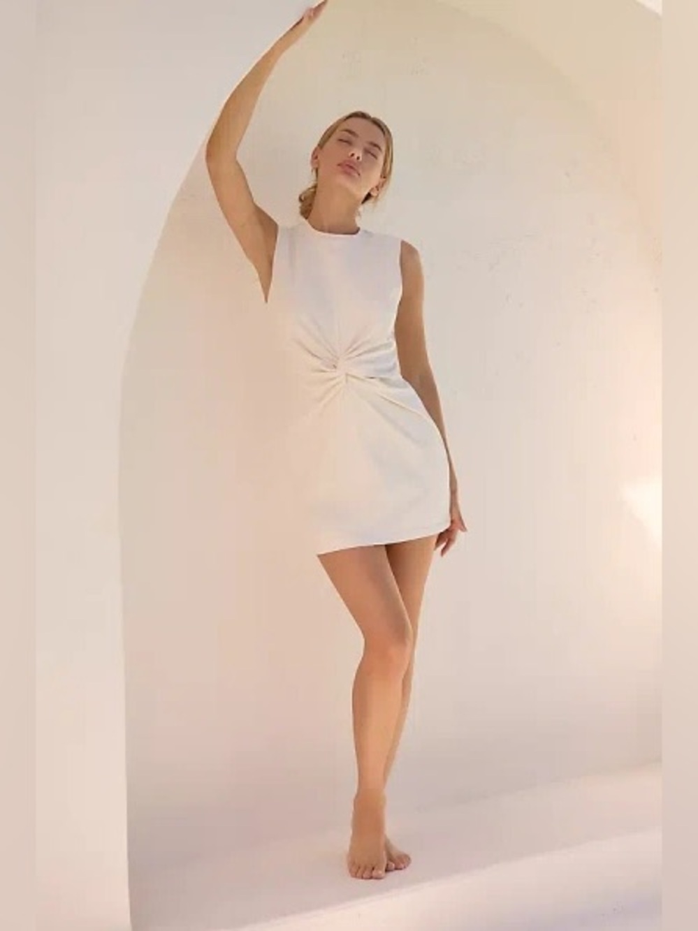 NEW! Anthropologie L*Space Danika Front Twist Mini Tank Dress Cream Size Small